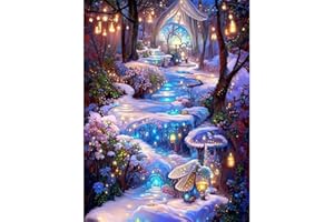 WOPLAGYREAT Diamond Painting Disegni con Perline da Attaccare Passatempo Adulti Paesaggi Pittura Diamante Creativi Diamanti 5d Diy Art Fiori Regalo Donna Compleanno Fantasticare