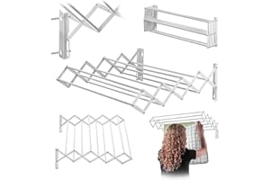 ‎KADAX KADAX Suszarka ścienna 60 cm, do montażu na ścianie, wysuwana, zajmująca niewiele miejsca suszarka na ręczniki, składana linka do suszenia z 6 szczeblami