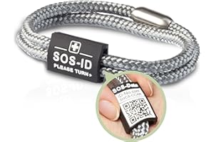 SOS-ID Lifestyle Notfallarmband aus robustem Segeltau mit QR-Code (Größe L/Silber) – langlebiges & wasserfestes SOS Armband für Notfälle – schneller Zugriff auf Gesundheitsdaten