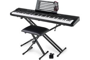 McGrey SK-88 piano numèrique super kit - Synthetiseur d'entrée de gamme en optique piano de scène avec 88 touches - 146 sonorités - y compris pédale, support pour clavier, tabouret et écouteurs - Noir
