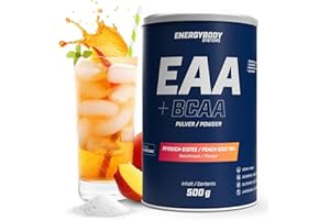 ‎ENERGYBODY Energybody EAA Pulver mit BCAA 500g Pfirsich-Eistee/EAAs Pulver enthält alle 8 essentiellen EAA Aminosäuren/EAA vegan & zuckerfrei