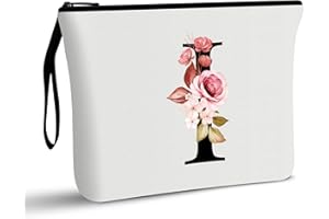 VAVABOX A-Z - Bolsa de Maquillaje Personalizada, Regalos de cumpleaños para Mujeres y Madres, Regalos para Mejor Amiga, Bolsa de cosméticos para Novia, Dama de Honor, Señoras (A) (I, Blanco)