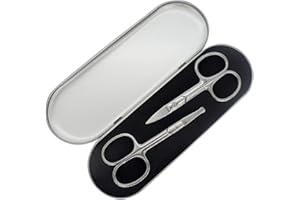 ABMRO Ensemble de petits ciseaux de toilettage en acier inoxydable pour cheveux de nez barbe moustaches tondeuse à sourcils oreille, kit de coupe de cheveux pour le visage à pointe arrondie et de sécurité