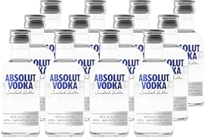 ‎ABSOLUT VODKA Absolut Vodka Original Miniatur 12er Pack – Der schwedische Klassiker in 12 kleinen Flaschen – Ideal für unterwegs – 12 x 50 ml