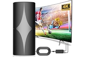 COMBLU Antena de TV, antena de TV para Smart TV, antena de TV de rango de más de 680 millas, antena HDTV portátil para interiores y exteriores, compatible con 4K 1080p, amplificador de interruptor