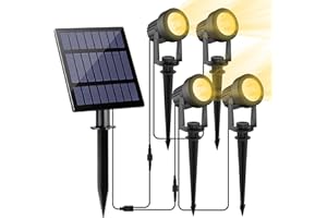 NATPOW Spot Solaire Extérieur, 4 en 1 3000K Projecteur Solaire Exterieur, Etanche IP65 Lampe Solaire Exterieur Puissante, 2 Modes Lumiere Solaire avec pour Jardin, Allée, Chemin, Trottoir, Terrasse