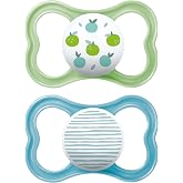 MAM Air Pacifier for Babies +16 Months, Bright Blue, 2 Units | With ventilated shield and symmetrical, flat and flexible soft