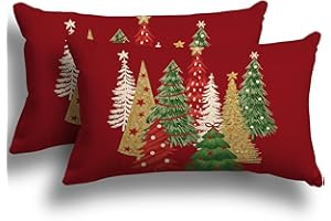 ZWJD Christmas Decor Christmas Cushion Covers 30x50 cm, Set of 2 Red Decorative Pillow Cases Winter Xmas Cushions for Festive Decoration on Living Room, Couch or Bedroom