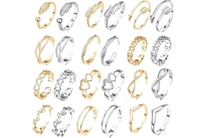 oooaooo 24 Stück Zehenring Silber Damen Gold Set, Zehenring Gold Fußring Offene Fussringe Zehring Zehenringe Damen Silber Zehenringe Verstellbare Toe Ring Schmuckset