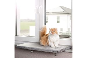 CanadianCat Company | Katzen Fensterliege groß Katzenbett Fensterbank - Snuggly Place - Large, hellgrau, Flauschiges Fensterbrett Katze waschbar, ca. 75 x 35 cm