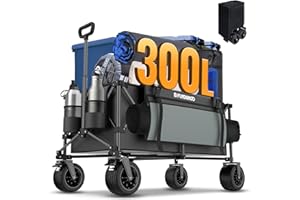 ‎FUNDANGO FUNDANGO Bollerwagen Faltbar, 300L 200KG Tragkraft Faltbarer Strandwagen mit Bremsen, Seitentaschen und großen All-Terrain-Rädern – geeignet für Sport, Camping, Einkaufen