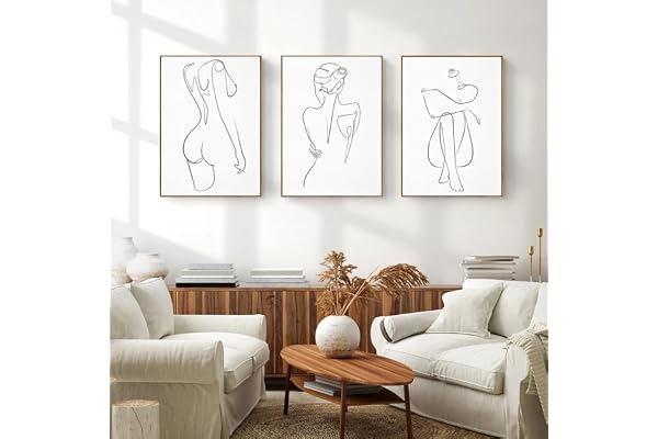 NNNBBB369 Peinture sur toile Femme nordique Dessin au trait Art mural Figure abstraite Affiches et impressions Minimaliste pour la décoration de la maison 50x70cm (50x70cm) 3pcs No Frame