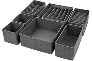 Niftii 7PCS Drawer Organiser Cloth Storage Box in Grey – Wardrobe Organiser | Premium Clothes Storage Organiser | Foldable Fabric Storage for Bras Socks Ties, and Toys | Draw clothes Closet Organizer
