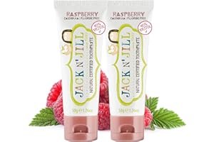 JACK N' JILL ................. SINCE 1949 Jack N' Jill Kids Natural Toothpaste, Fluoride Free Toothpaste, Helps Soothe Gums and Fight Tooth Decay, Toothpaste for Baby, Toddler and Children 6 Months Plus Raspberry Flavour 2 x 50g