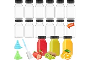 Xmart 24 Pièces Mini Bouteilles Jus de Fruit avec Couvercles 120 ml Bouteille Lait Bouteille Shot Gingembre Vides Transparent Petit Bouteille Plastique pour Eau Smoothies Boissons Faites Maison