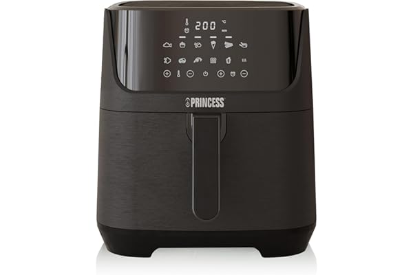 Princess 182061 Freidora sin aceite 6.5 L, super compacta, hasta un 60% menos de consumo de energía, libro con 30 recetas inc