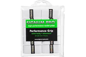 Signum Pro - Performance Grip - Tennis Squash Badminton Racket Overgrips - 0.60mm - Pack of 10 - White
