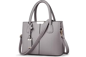 SODOLLEE Bolso Mujer Elegante Bolso de Mano Exquisito Colgante Bolso Bandolera Cuero PU Bolso de Hombro con Asa Superior para Compras Trabajar Gris A