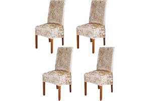 MINGPINHUIUS Dining Chairs Cover Pack of 4 - High Stretch Crushed Velvet XL Size High Back Dining Chair Slipcovers Chair Protector Seat Cover for Dining Room Living Room Wedding Hotel Banquet Party Home Decor
