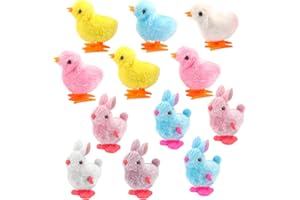 Fadcaer 12 Giocattolo Windup Pollo Coniglio per Bambini,Pulcini di Pasqua Coniglietti Giocattoli Conigli,Mini Pulcino Peluche Coniglio Giocattoli a Orologeria per Bambini Regalo di Pasqua