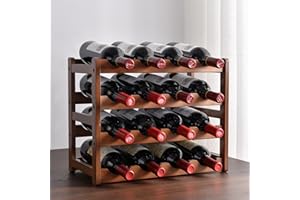Glsety 16 Bottle Wooden Wine Rack,4 Tier Free Standing Wine Storage Holder,Retro Minimalist Style Home Decorations Wine Display Shelves for Cabinet,Cupboard,Countertop(4 Tier)
