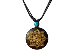 CHICNET Damen Herren Halskette Holz Kette Anhänger rund Sonoholz Holz Türkis Stein Gravur gold silber verstellbar Celtic Maori Azteken Sonnengott Viking Nordic Odin Vegvisir Weltenbaum