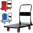 Beauenty Large Size Foldable Platform Trolley，Heavy Folding Hand Cart, Bearing 400kg, Silent Wheel, For Loading And, Storage,Pulling Moving Goods Cartons（Large,60 * 90cm） (Black)