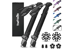 TheFitLife Collapsible Trekking Poles for Hiking – Lightweight Folding Walking Sticks for Men and Women with Extra-Long Foam Handle and Metal Flip Lock