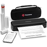 Phomemo Tragbarer Mobiler Thermodrucker A4 300 DPI - M834 Schwarzes Set | Mini Bluetooth Drucker Klein kompatibel mit iOS und