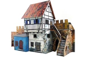 UMBUM Keranova 250 sprytny papier, średniowieczny dom miejski, puzzle 3D, 27 x 10 x 17 cm, wielokolorowe