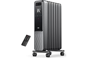 Dreo Radiateur à bain d'huile 2000W, 9 éléments Mobile Chauffage électrique avec Thermostat, 4 Modes, Protection anti-basculement et anti surchauffe, Chauffage d'Appoint Portable, Minuterie 1-24 h