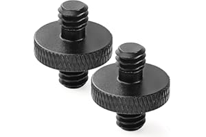 Frgyee Lot de 2 Adaptateurs de Vis Mâles vers 1/4 Mâle vers 1/4 pour Trépied D'appareil Photo, Trépied de Microphone, Trépied de Lumière, Appareil Photo, Support D'épaule, Cage D'appareil Photo (Noir)