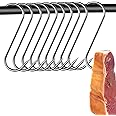Ompinda S Hooks for Hanging Meat, 10 Pcs Heavy Duty Stainless Steel S Shaped Butcher Hook Smoking Hooks for Chicken/Beef Hook Tool (7 inch)