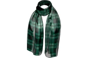 Basic Sense Unisex Scottish Checked Wrap Satin Stripe Silky Tartan Scarf Scarves
