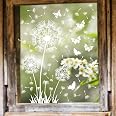 2 Adesivi Per Finestre Primavera - Fiori Blu Su PVC Statico, Anticollisione Uccelli, 30x40 Cm
