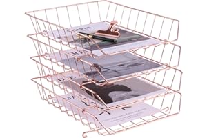 Simmer Stone Bac à courrier empilable 4 étages rose gold