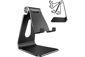 Stojak na telefon komórkowy Lucrave, regulowany aluminiowy uchwyt na telefon komórkowy na biurko Home Office dla iPhone 15 14 13 Pro Max Plus Mini XR XS X SE, Samsung Galaxy S24 S23, czarny