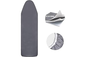 Housse Table à Repasser pour une largeur de (34-46 cm) et une longueur de (115-130cm) Planche a Repasser,100% coton Housse Planche à Repasser pour Centrale Vapeur avec Épaisse Mousse et Molleton,Noir