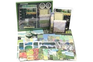 Irayin Vintage Scrapbook Zubehör Set, 154 Stück Bullet Journal Zubehör Set mit A6 Raster Notizbuch, Scrapbook Stickers, Reisebuch Geschenkset, DIY Geschenk für Mädchen Damen (Abholzung)