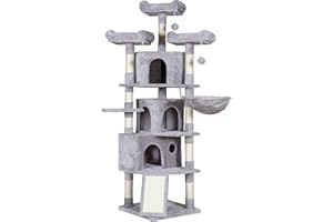 Hey-brother Albero per gatti XL, Tiragraffi per gatti da 176 cm, robusto e grande, grigio chiaro EMPJ032-SW