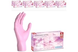 1000x ARNOMED® Guanti nitrile S Rosa, Guanti monouso senza polvere e lattice, Guanti plastica usa e getta dermanytril, Per cucina, pulizia casa, alimenti e tattoo XS, S, M, L, XL