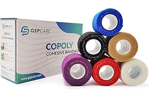 GSPCARE Tierverband Selbstklebend 5 cm x 4,5 m, 6 Rollen Selbsthaftende Bandage Elastisch Kohäsiver Verband, Haftbandage für Schwellungen der Knöchelverstauchungen am Handgelenk
