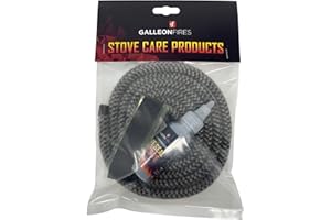 GALLEON FIRES 12mm Soft Stove Door Rope, Black Soft Rope Seal Pack Kit (with Large 50ml Super Seal Glue) Soft 12mm x 2M