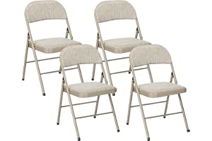 ‎HOMCOM HOMCOM 4er Set Klappstuhl Campingstuhl mit Gepolsteter Rückenlehne, Klappbar Bürostuhl mit Stahlrahmen, Küchenstuhl mit Polster bis 120 kg belastbar für Gäste, Büro, Camping, Beige