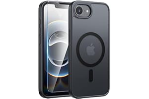 FNTCASE Przezroczyste etui na telefon komórkowy iPhone 16E, matowe, magnetyczne, cienkie, wojskowa ochrona przed upadkiem, wytrzymałe, wytrzymałe etui ochronne, kolor czarny