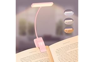 ‎GRITIN Gritin Leselampe Buch Klemme, USB Wiederaufladbare Buchlampe mit 19 LEDs, 3 Farb, Lange Laufzeit, Stufenlose Helligkeit Klemmlampe, 360° Flexibel Klemmleuchte für Nachtlesen ins Bett-Rosa