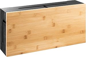 Kabelbox i Bambu 41x20x11cm, Svart, Monteringssats Ingår | Skydd för grenuttag, Innermått 39x18x9cm, ej avsedd för router, mät innan köp, väggmontering