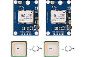 QIQIAZI GY-NEO6MV2 Lot de 2 modules GPS, module GPS avec commande de vol d'antenne, module de commande de vol GPS super puissant, module de position GPS MWC IMU APM2 pour Arduino