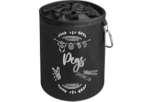 FLATRO Clothes Peg Bag for Washing Line with Hanger | Waterproof Peg Holder to Store up to 300 Pegs for Washing line | Clothes line Peg Bags with Hanging Clip & Drawstring Closure | Peg Bags for Washing Line