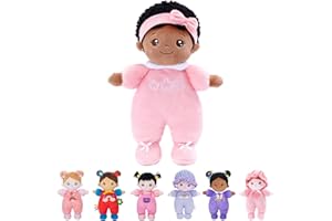 Starpony OUOZZZ Muñeca de Piel Oscura,Muñecas para Niñas,Regalos para Niñas de 1 2 3 Años,Juguete Suave,Seguro y Divertido,25CM,Rosa